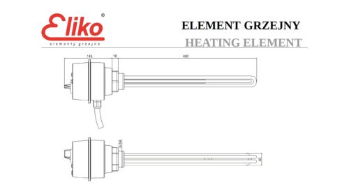 ELIKO elektromos fűtőbetét termosztáttal 6/4"galvanizált 4,5KW-400 V